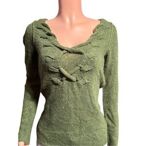 Coincidence &chance long sleeve Moss knit sweater with lace detail M